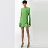 Casual Dresses Long Sleeved Dress Fashionable Ribbon Tied Rope Round Neck