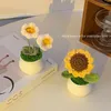Decorative Flowers Sunflower Lily Pot Hand-woven Fake Flower Simulation Woolen Decoration Finished Gift Table