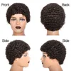 Synthetic Wigs Short twisted curly wig human hair elf cut Brazilian female natural black without film Q240427