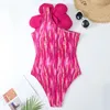 Mutade feminina 2024 Flor 3D Impressão de uma peça de maiô de férias Biquíni férias Mulheres de roupas de banho Monokini de traje de banho de roupa de praia