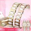 For women man Ceramic Bracelet stainless steel combination watchband 12 14 15 16 18 20 22mm strap fashion watch wristwatch band 240409