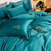 Bedding Sets 2024 Four-piece Light Luxury Cotton Double Household Bed Sheet Quilt Cover Embroidered Little Bee Green Color