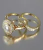 Golden Color 2pc Bridal Ring Sets Romantisch voorstel trouwringen vijand vrouwen trendy round stone setting hele kavels9143790