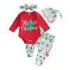 Kledingsets Baby Boy Girl Christmas Thanksgiving Halloween Kleding Lange Mouw Romper Tops Pants Hoeden Set Winter Fall Outfits