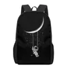 School Bags Artistic Black White Illustration 3D Pattern Bag For Children Girls Boys Casual Book Kids Backpack