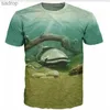 T-shirts voor heren Zomer Fashion Patroon Heren Gedrukt T-shirt Outdoor Vrije vrijetijdsvissen Plus Maat Grote Mouw Populaire Harajuku Round Neck Topxw