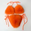 Set 2021 Woman Sexy Bikini Swimsuit 2 piece Set Summer Fur Swimwear Bikini Set Adjustable Bra Cute Girls Beach Bikini Bathing Suits