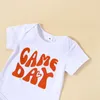 Kläduppsättningar Småbarn Baby Girl Baseball Outfit Let S Spela Ball Short Sleeve T Shirt Tops Bell Bottoms Set Fashion Summer Clothes