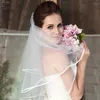 Gioielli per i capelli di sposa corta tulle a due strati con pettine velo da sposa avorio bianco economico per la sposa per i matrimoni accessori per matrimoni