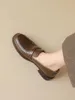 Casual Buty Kobiety Brown Mokorki w stylu college'u Grube okrągłe palce Maillard Black Classic Class-Have do codziennego zużycia