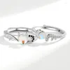 Cluster anneaux nbnb arrive un anneau de pierre de lune brillante pour femmes hommes ange dimon ajusté couples romantiques ouverts couples de mariage bijoux