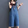 Frauenshorts 2024 Sommer Denim Jean Overalls Frauen Korean Baggy Taschen Weitbein Overall