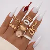 Anelli a grappolo Fashion Butterfly Love Flower Joint Ring Set per olio in lega geometrica femminile che fa cadere a sei pezzi Anillos 23597