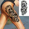 Tattoo Transfer Realistic Lion Rose Flower Temporary Tattoos For Women Adult Girl Compass Skull Fake Tattoo Arm Thigh Body Art Waterproof Tatoos 240426