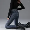 Jeans da donna alla moda ad alta vita Donne strette pantaloni a matita magra denim elastico nero