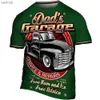 Camisetas masculinas clássicas de motocicleta vintage impressão 3d impressão antiga masculina de camiseta enorme de enorme pescoço curto de manga curta