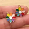 Charms 10pcs Sunflower Charm For Jewelry Making Enamel Necklace Pendant Keychain Phone Accessories Diy Craft Supplies Gold Plated