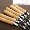 Ensembles de vaisselle 6PCS 55cm BBQ BBQ HANDE HANDE SHISH Kebab Barbecue Grill Stick Wood Fork Aniline en acier inoxydable à l'extérieur