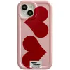 Mobiltelefonkisten Korean Ins Rose Pink Double Hearts IMD Fashion Chic Hülle für iPhone 14 13 Pro Max Plus Back Phone Cover für 12 11 Pro Max Capa J240426