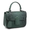 Evening Bags Women Green Python Leather Shoulder Bag PU Snake Tote Hand Clutch Purse Ostrich Party