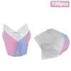 Party Supplies Gradientenfarbe Muffin Cupcake Liner Backbecher Einweg -Wrapper für Geburtstag Babyparty Hochzeitsdekoration