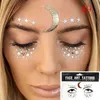 Transfert de tatouage 1 Pack Face Tatouage Autocollant Bling BLING FACE Eyes Stars Moon Freckle Beauty Makeup Sticker Body Art Paint Tatouage temporaire 240426