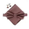 Bow Binds Hooyi 2024 Herren -Krawatten -Set Bowties Manschettenknöpfe Taschentuch schwarz gravata corbatas 10 colors