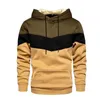 Mens Hoodies Sweatshirts Mens Patch Work Hooded Sweatshirt Hooded Casual Loose Wool Warme Clothing Mens Fashionable Autumn and Winter Sportswear 240425