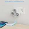 Adaptadores Tessan Multi Outlets Power Strip com portas USB de saída, adaptador de energia da parede de plugue da EU KR com proteção contra sobrecarga para casa