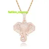 Iced Out Elephant Pendant Colliers For Men Luxury Designer Mens Bling Diamond Pendants Animal Gold Silver Rose Gold Chain Collier Jew247J