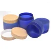 Storage Bottles Empty Face Cream Jar Purple Frosted Body Scrub Facial Mask Pots 100 120 150 250g PET Plastic False Wooden Lid 25pcs