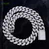 Custom Moissanite Cuban Link Chain Men Hip Hop 925 Silver White Gold Plated Cuban Chain Necklace Vvs Moissanite Link Jewelry