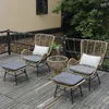 Camp Furniture Outdoor Balcony Rattan Chair Three Piece Set Table Combination Leisure Lazy Armchair Woven Sofa Chairs