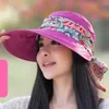 Cubo de sombreros de ala ancha New Womens Sunbonnet Summer Plegado Sunsco solar anti ultv grande Moda de sombrero de playa Sunhat Q240427