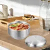 ボウルズキッチンキュービローズボウル多機能ライス韓国のキッチン製品ステンレススチールスープ蓋付きの小さいメタル