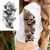 Tattoo Transfer Realistic Lion Rose Flower Temporary Tattoos For Women Adult Girl Compass Skull Fake Tattoo Arm Thigh Body Art Waterproof Tatoos 240426