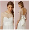 Elegant Lace Bridal Wraps Vestes Vestes de mariage en dentelle Bolero 34 manches en tulle enroule enveloppe Bateau Coule Illusion Custom 2686802