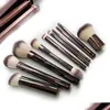 Makeup Brushes Hourglas Set 10st Cosmetic Brush for Face Powder B Eye Shadow Creas Concealer Brow Liner Smaudger Dark-Bronze Metal H DHWTJ