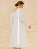 Casual Dresses Fashion Elegant Off The Shoulder Dress White Square Collar Long Sleeve Solid Slim A-Line For Women 2024 3WQ3086