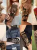 T84R Tattoo Transferência à prova d'água Tattoo temporário Adesivo florestal leão tigre urso flash tatuagens mulheres leopard lobo coroa braço de arte falsa tatoo homens 240426