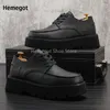 Casual Shoes Thick-Soled Lace-Up Loafers Men's Spring Trend Inner Heightening British Style Leather For Male