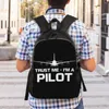 Ryggsäck litar på mig im en pilot bärbar dator kvinnor män grundläggande bokväska för skolhögskolestudenter plan flygande flygplan luftfartspåse