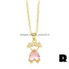 Anhänger Halsketten Flola Gold Plated Girl Boy für Frauen rosa Kristall Herz Figur Paar Schmuck Geschenke NKEV58 DROP DIE DHRS2