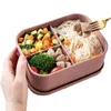 Bento Boxes Silicone Lunch Box Hållbar behållare med 3 komponenter Stapelbar matlagringslock för snacks och frukt Q240427