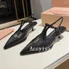 Casual Shoes Pointed Patent Leather Low Heel Sandals Retro Tjock Soled Back Strap High Heels Spring Autumn Versatile British Single