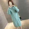 Robes décontractées en velours chaud robe en tricot coréen élégant pull lâche épaississant les femmes midi vestidos automne