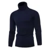 Autumn and Winter High Neck Sweater Korean Edition Slim Fit Solid Color Knitted Sweater with Thickened Collar and Pullover Bottom for Men's Linen Fashion