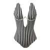 Women's Swimwear S - XL V Shape Wire Striped Women One Piece Swimsuit Female V-bar Underwired Bather Bathing Suit Swim Monokini V472