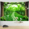 Tapisses Décors naturels tapisserie 3d Psychedelic Forest Stone Road Mur suspendu Bohemian Home Salon Room Bandrow Fond Decoration