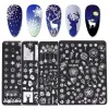 Arte 1 PC Placas de estampagem de unhas de Natal Frenda Xmas de aço de aço estêncil de neve Ferramentas de carimbos de unhas Manicure Ferramentas de manicure